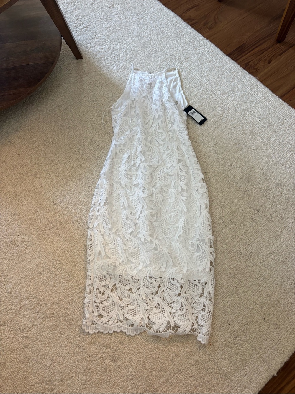 Guess White Lace Halter Midi Dress